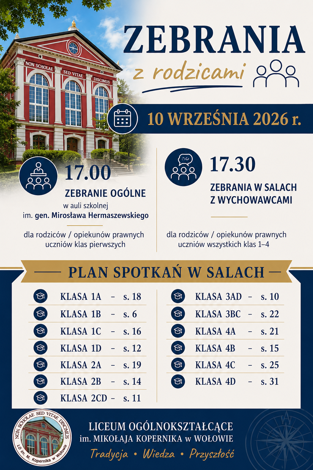 Plakat - zebrania z rodzicami - wrzesień 2026